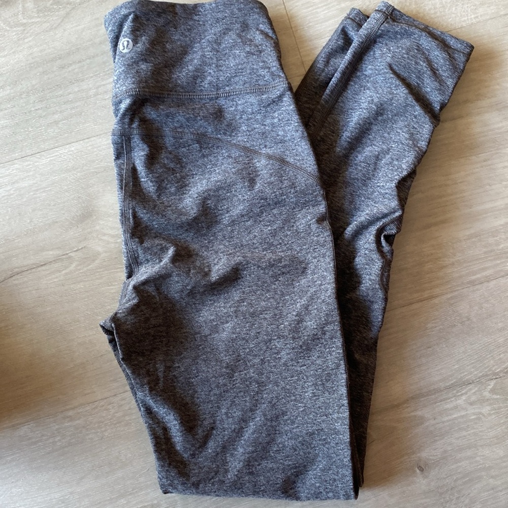 Lululemon leggings Tied To It Gray Size 4 High Rise Lace Up Hem. Almost new.